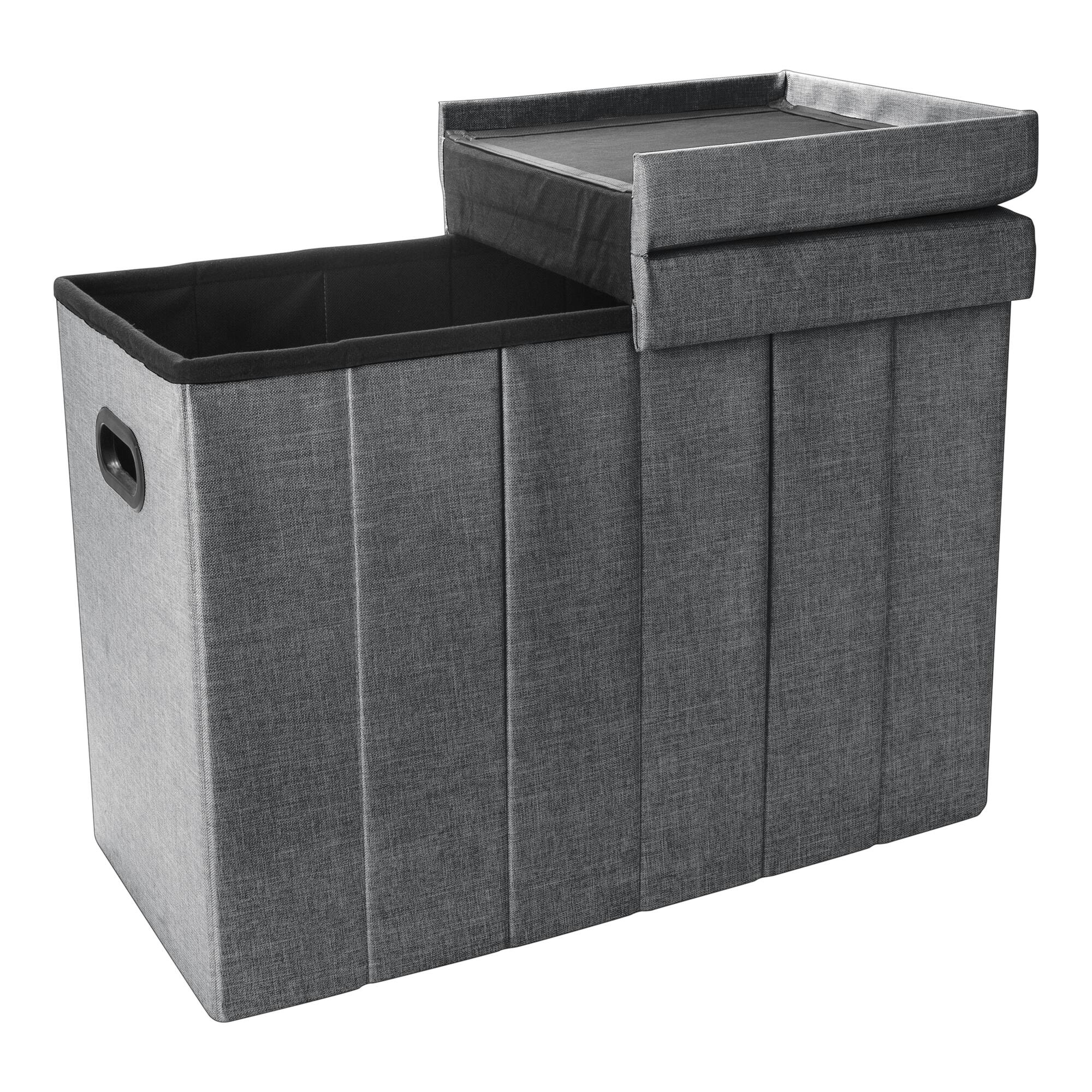 Simplify Gray Collapsible Flip Top Hamper Ottoman